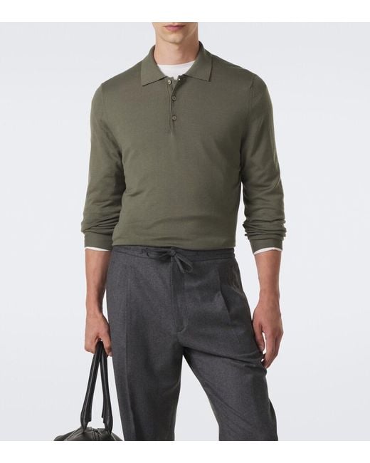 Canali Green Virgin Wool Polo Sweater for men