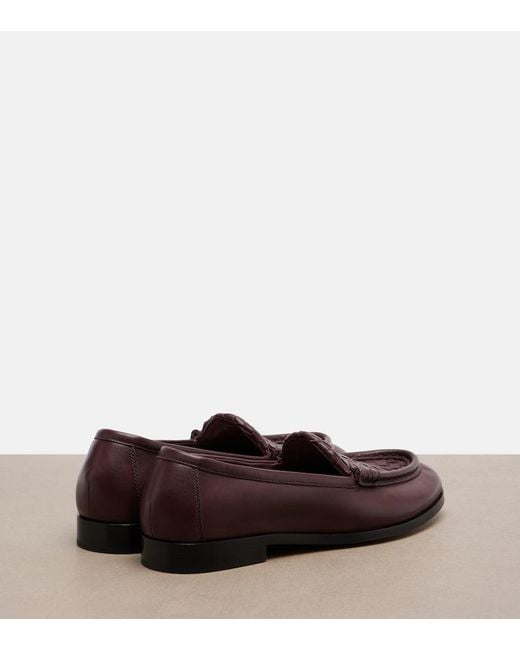 Bottega Veneta Brown Silenzio Intrecciato Leather Loafers