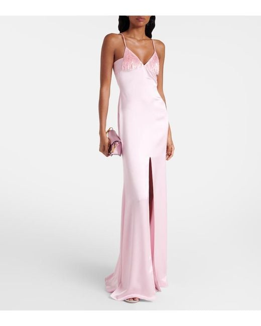 David Koma Pink Sequined Satin Gown