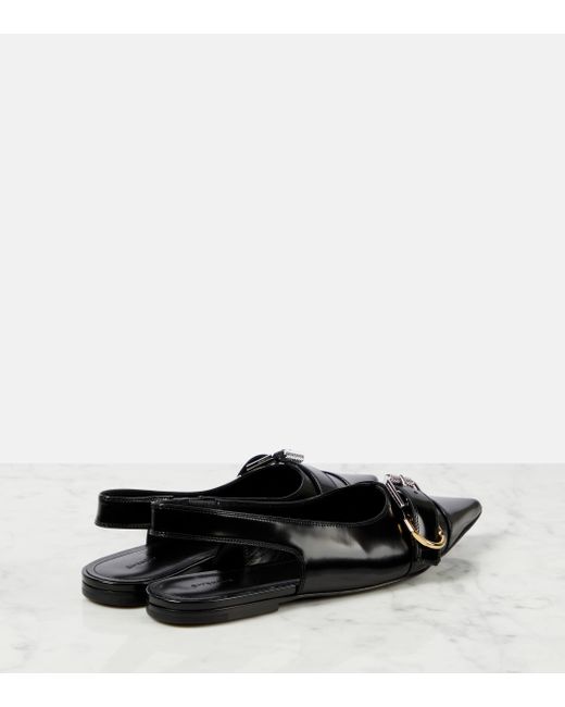 Givenchy Black Voyou Leather Slingback Flats
