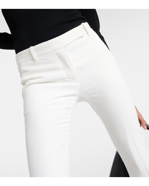 McQueen White Flared Mid-rise Crepe Trousers