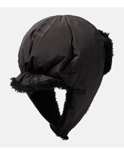 Cappello imbottito con shearling di Yves Salomon in Black