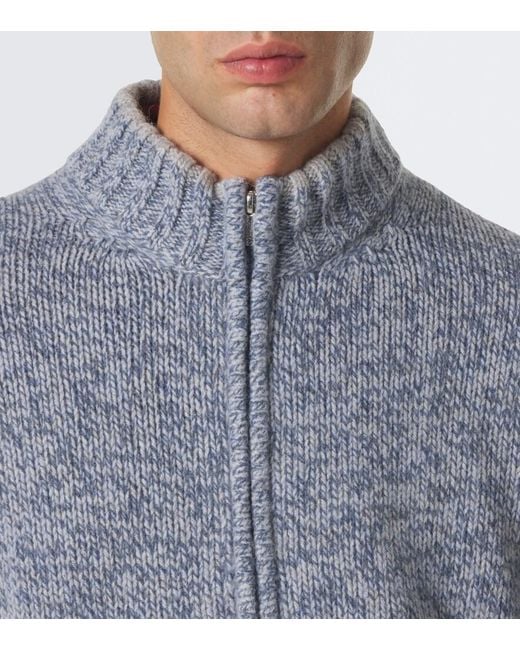Fedeli Blue Alpaca And Wool Cardigan for men