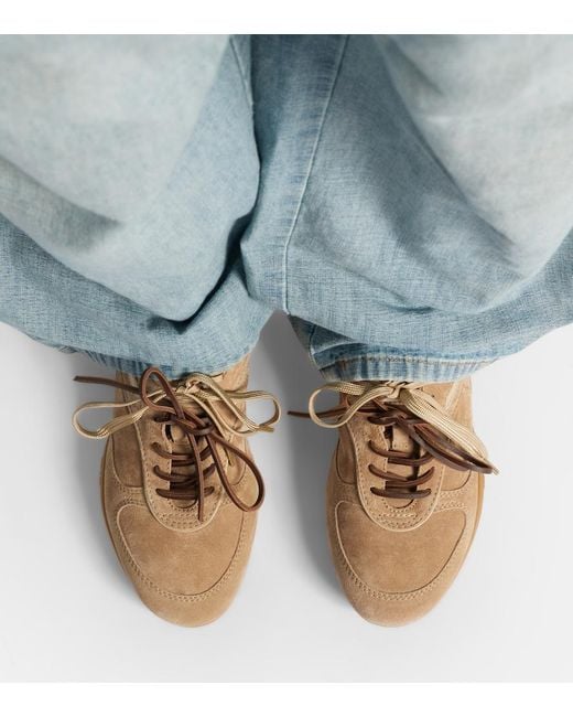 Miu Miu Brown Gymnasium Shearling-Lined Suede Sneakers