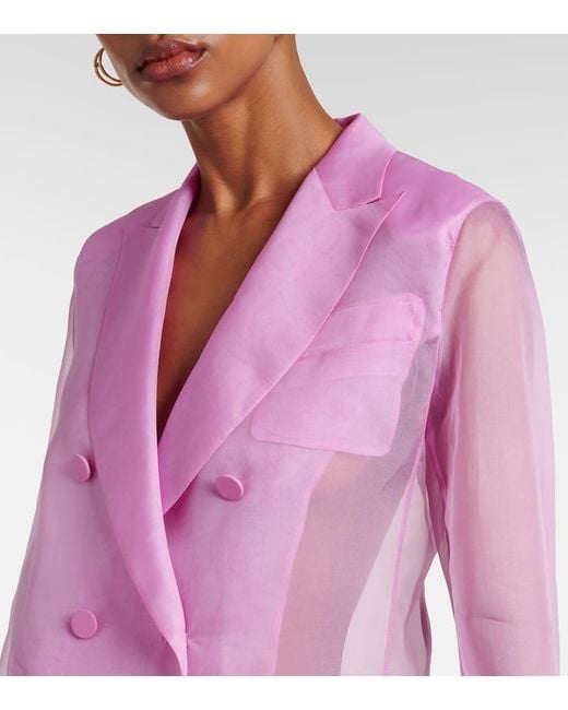 Max Mara Pink Silk Light Knit Double-Breasted Blazer