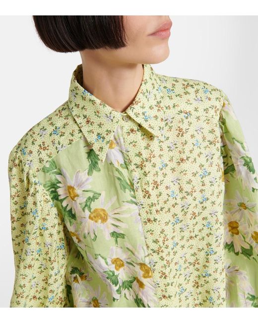 ALÉMAIS Green Astra Floral Linen Shirt