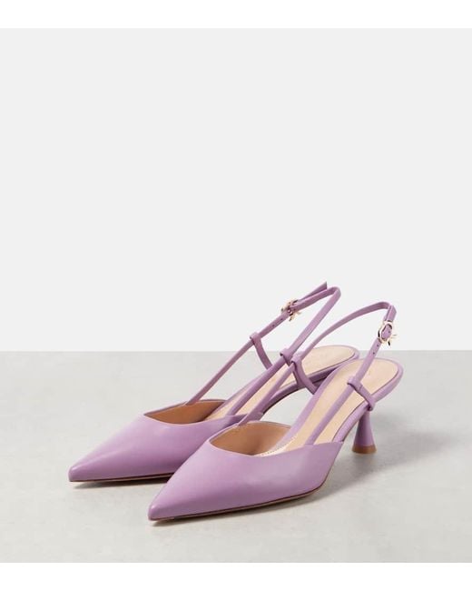 Gianvito Rossi Pink Ascent 55 Leather Slingback Pumps
