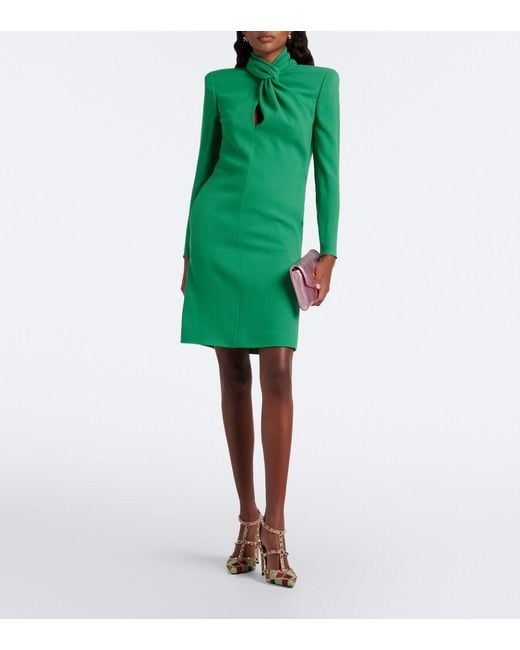 Valentino Green Virgin Wool Minidress
