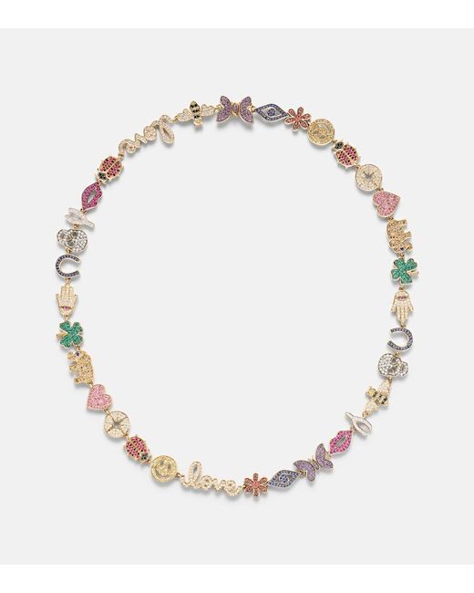 Sydney Evan Metallic 14Kt Charm Necklace With Diamonds