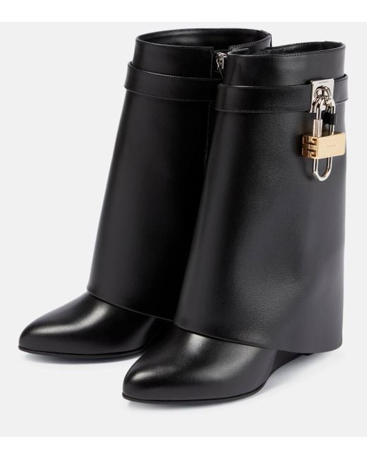 Givenchy Black Shark Lock Ankle Boots In Leather