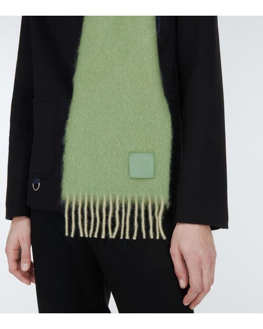Loewe Green Anagram Mohair And Wool-blend Scarf for men