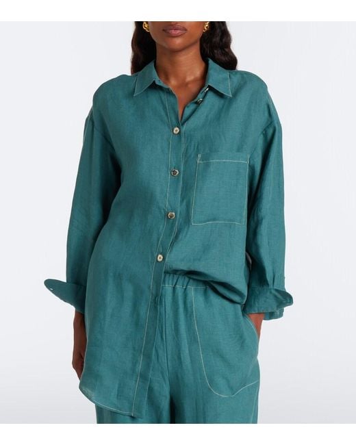 Eres Green Flashing Linen Shirt