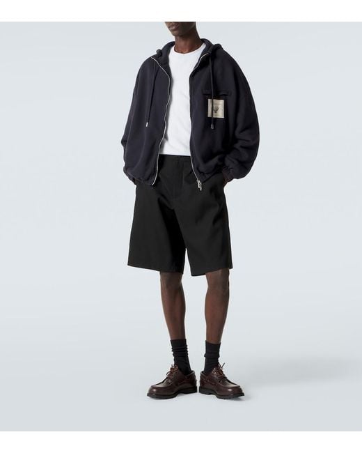 Jacquemus Black Torneo Cotton Fleece Zip-Up Hoodie for men