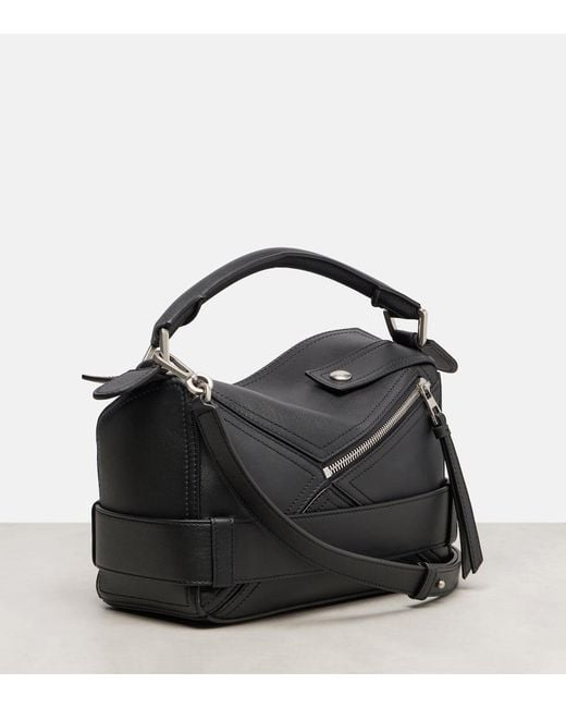 Loewe Black Puzzle Biker Small Leather Tote Bag