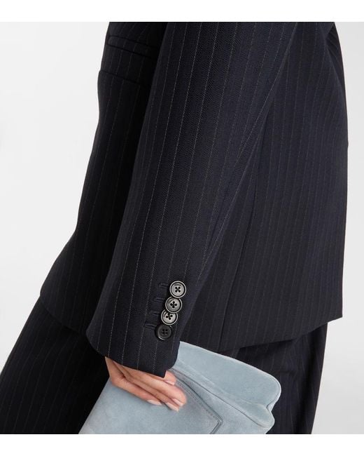 Khaite Blue Naran Pinstripe Wool-Blend Blazer