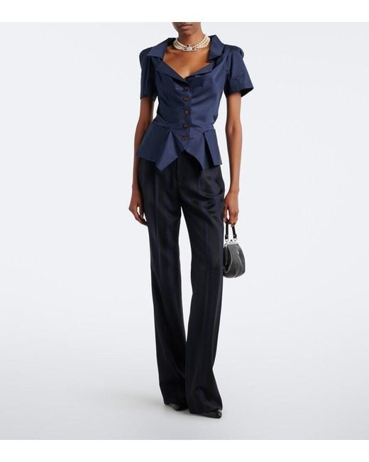 Vivienne Westwood Black Ray Striped Virgin Wool Flared Pants