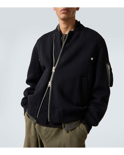 Sacai Black Cotton-Blend Bomber Jacket for men