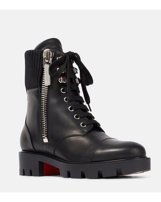 Christian Louboutin Black En Hiver Lug Leather Boots