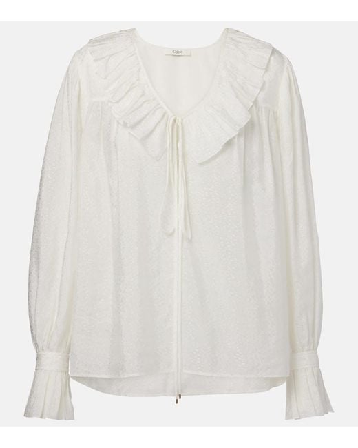 Chloé White Ruffled Blouse