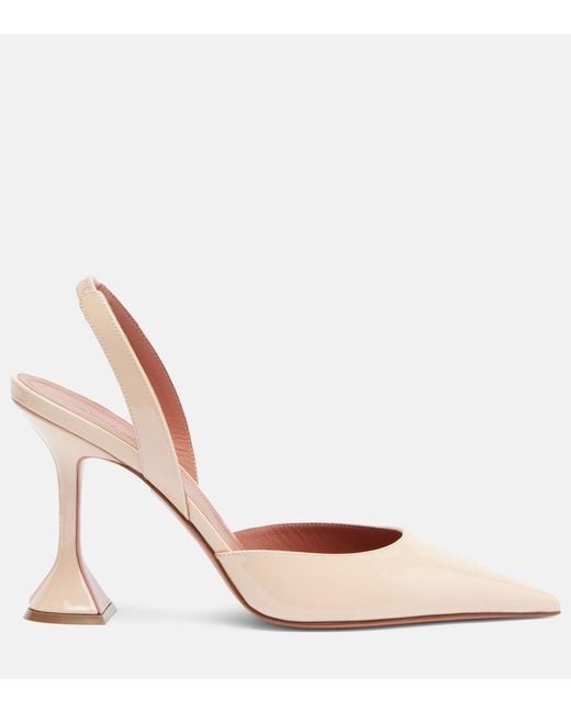 AMINA MUADDI Pink Holli 95 Patent Leather Slingback Pumps