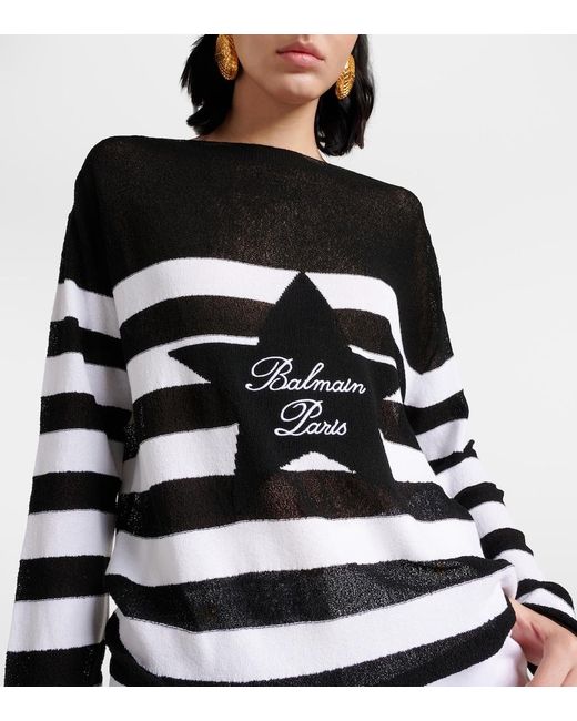 Pull Raye A Logo Balmain en coloris Black