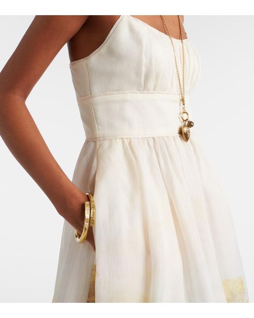 Zimmermann Natural Como Printed Linen And Silk Midi Dress