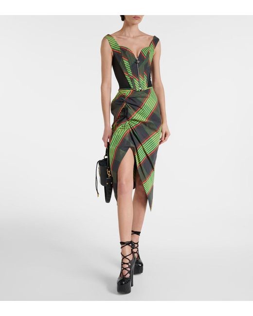 Vivienne Westwood Green Classic Tartan Cotton And Linen Corset