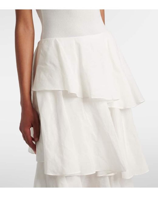 Alaïa White Maxirock Aus Baumwolle Und Leinen