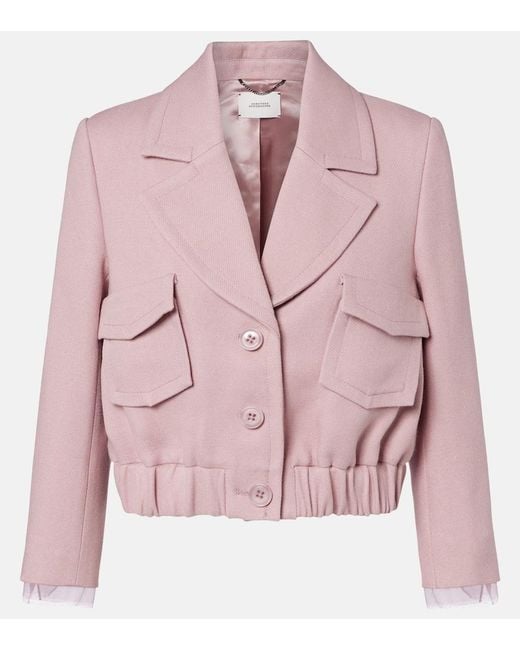 Dorothee Schumacher Pink Layered Coolness Organza-Trimmed Cropped Jacket