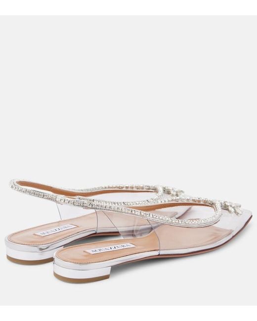 Aquazzura Natural Seduction Crystal-Embellished Pvc Slingback Flats