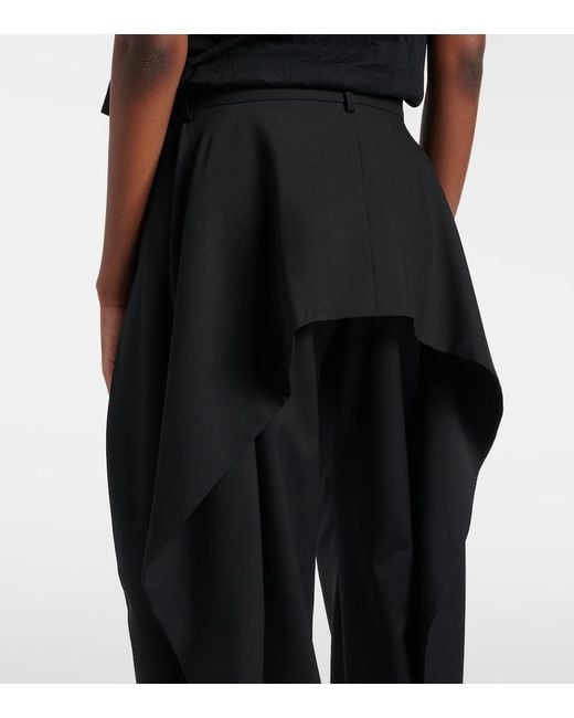 Loewe Blue Draped Wool Wide-Leg Pants