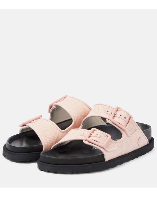 Birkenstock Pink Arizona Luxe Raffia Sandals
