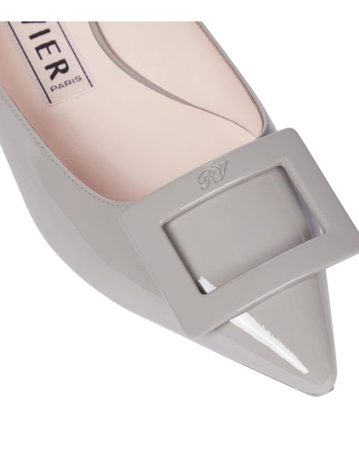 Roger Vivier Gray Gommettine Ball Patent Leather Ballet Flats