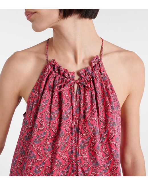Isabel Marant Red Kayne Printed Cotton Minidress