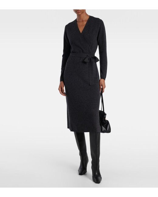 Jardin Des Orangers Black Wool And Cashmere Wrap Dress