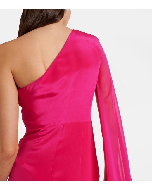 Roland Mouret Pink Asymmetic Silk Chiffon Gown