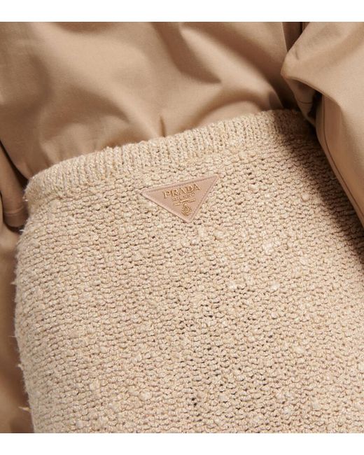 Prada Natural Drawstring Bouclé Maxi Skirt