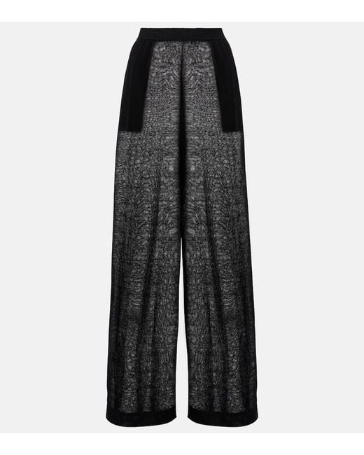 Alaïa Black Sheer Linen And Silk Wide-Leg Pants