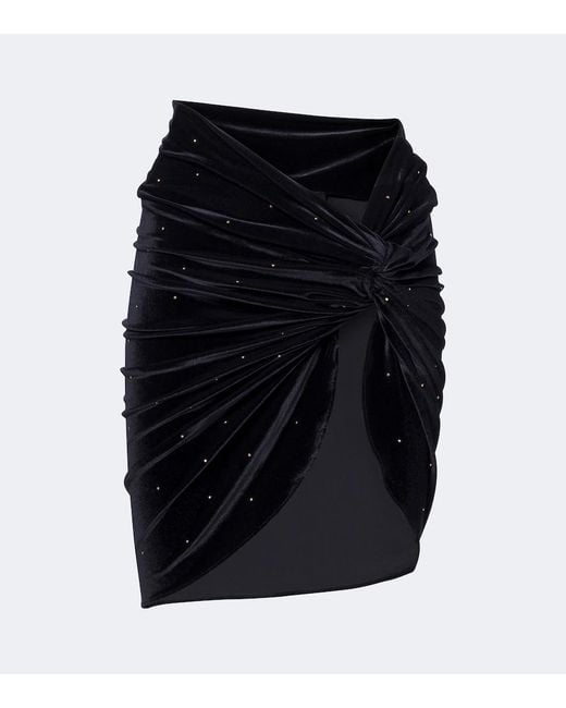 Balmain Black Embellished Velvet Beach Cover-Up