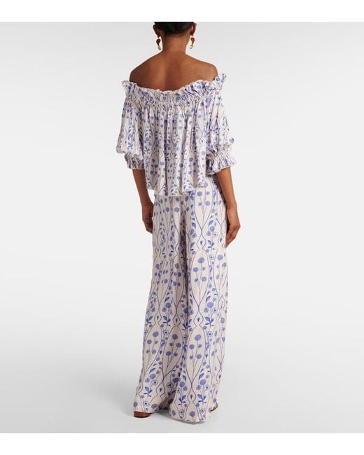 Agua Bendita Blue Urucu Petalo Blouse