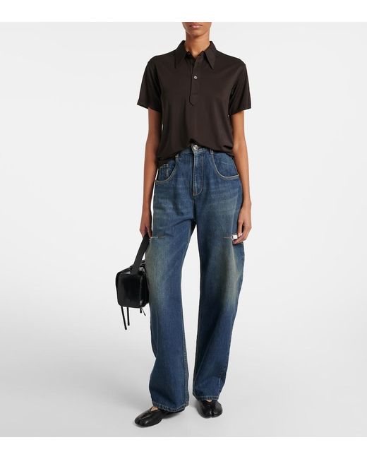 Maison Margiela Blue Distressed Barrel-Leg Jeans
