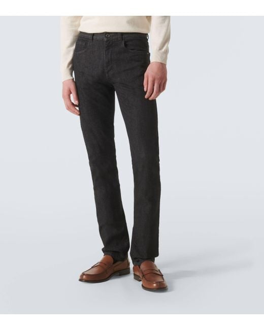 Canali Black Straight Jeans for men