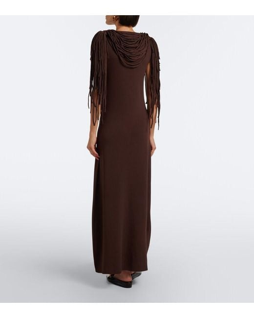 Altuzarra Brown Fringed Jersey Maxi Dress