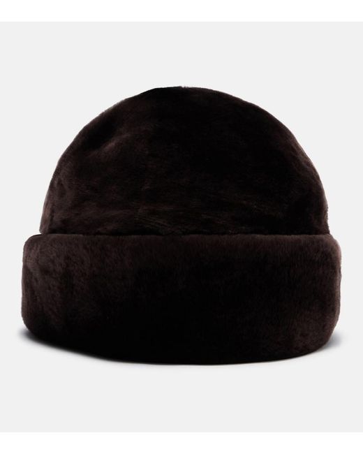 Nour Hammour Black Blokes Shearling Hat