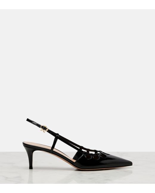 Gianvito Rossi Black Pointy 55 Patent Leather Slingback Pumps