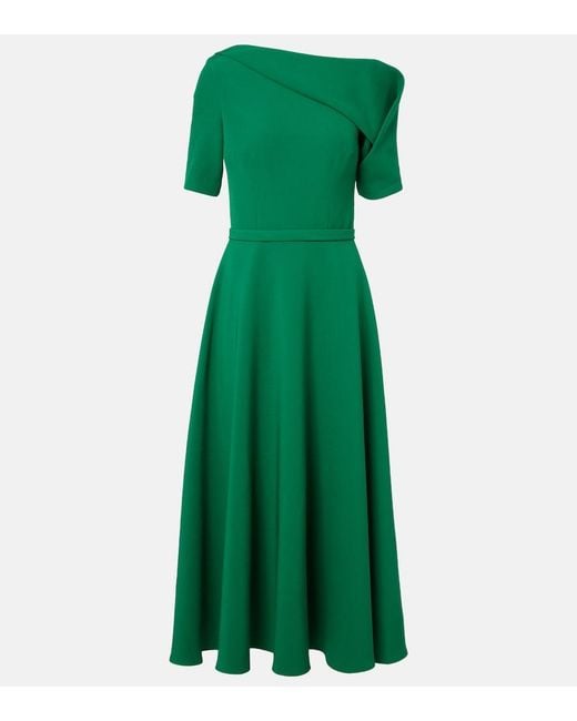 Safiyaa Green Stephanie Draped Crepe Cocktail Dress