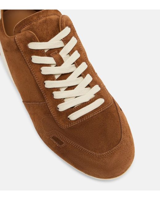 Rick Owens Brown Minimal Suede Sneakers
