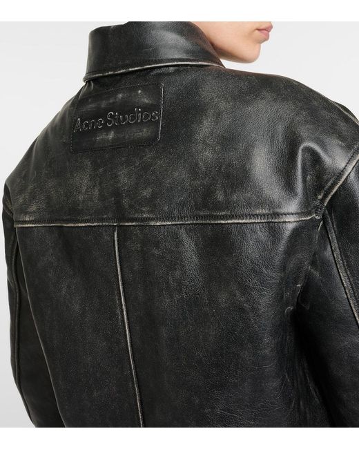 Acne Black Leather Jacket With A 'Vintage' Effect