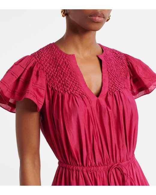 Ulla Johnson Red Marika Cotton And Silk Voile Maxi Dress