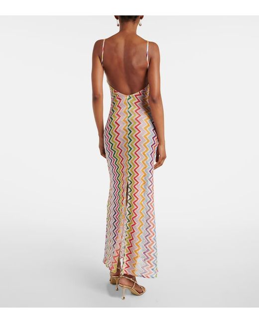 Missoni White Maxikleid Aus Haekelstrick